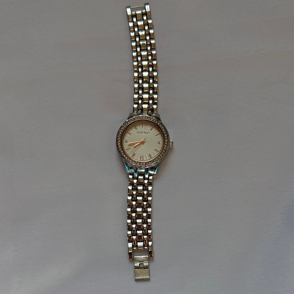 Ellen Tracy Silver Watch with Crystal Detailing - Picture 7 of 7